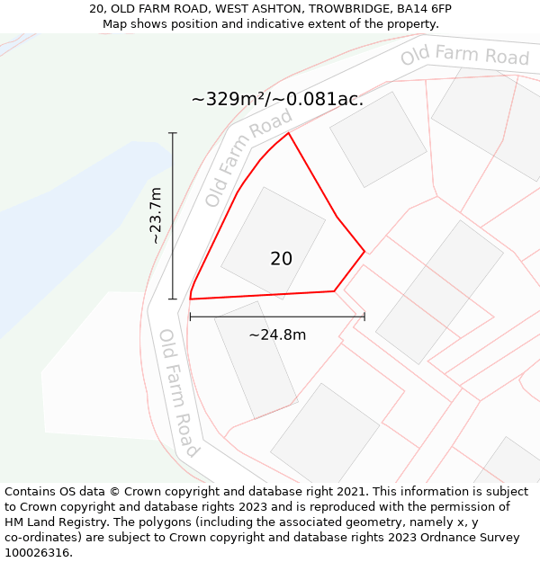 20, OLD FARM ROAD, WEST ASHTON, TROWBRIDGE, BA14 6FP: Plot and title map