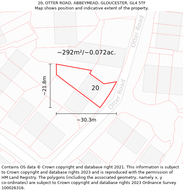 20, OTTER ROAD, ABBEYMEAD, GLOUCESTER, GL4 5TF: Plot and title map