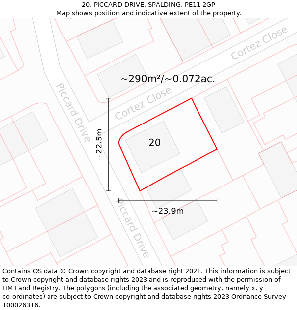 20, PICCARD DRIVE, SPALDING, PE11 2GP: Plot and title map