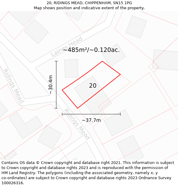 20, RIDINGS MEAD, CHIPPENHAM, SN15 1PG: Plot and title map