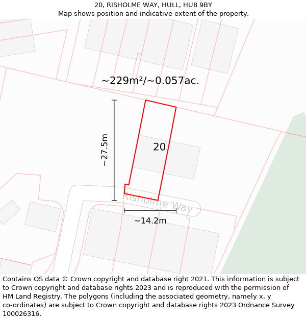 20, RISHOLME WAY, HULL, HU8 9BY: Plot and title map