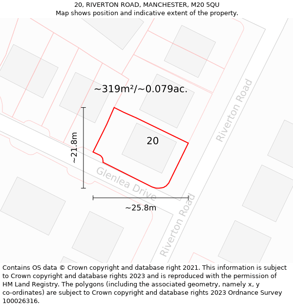 20, RIVERTON ROAD, MANCHESTER, M20 5QU: Plot and title map