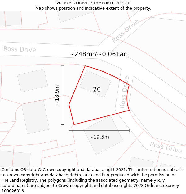 20, ROSS DRIVE, STAMFORD, PE9 2JF: Plot and title map