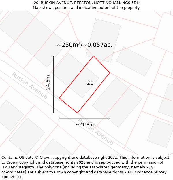 20, RUSKIN AVENUE, BEESTON, NOTTINGHAM, NG9 5DH: Plot and title map