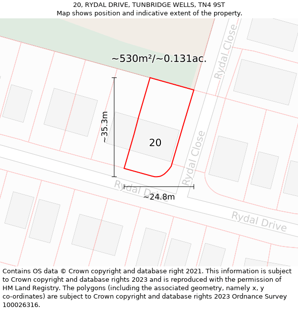 20, RYDAL DRIVE, TUNBRIDGE WELLS, TN4 9ST: Plot and title map