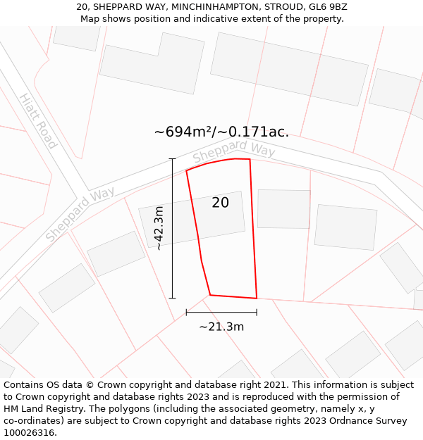 20, SHEPPARD WAY, MINCHINHAMPTON, STROUD, GL6 9BZ: Plot and title map