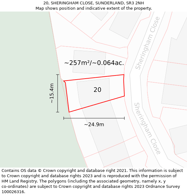 20, SHERINGHAM CLOSE, SUNDERLAND, SR3 2NH: Plot and title map