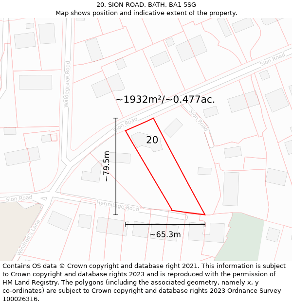 20, SION ROAD, BATH, BA1 5SG: Plot and title map