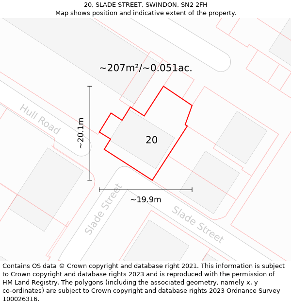 20, SLADE STREET, SWINDON, SN2 2FH: Plot and title map