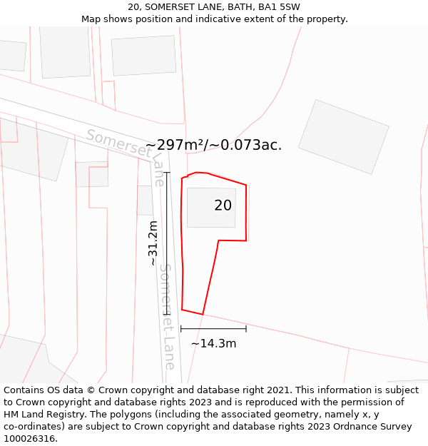 20, SOMERSET LANE, BATH, BA1 5SW: Plot and title map