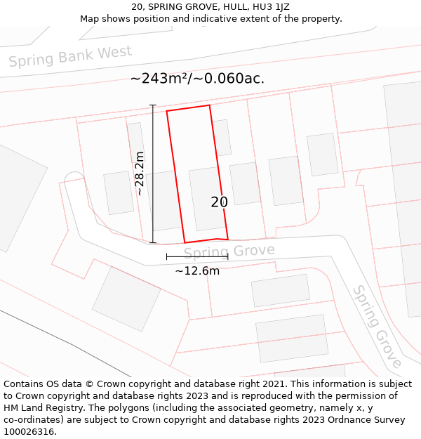 20, SPRING GROVE, HULL, HU3 1JZ: Plot and title map