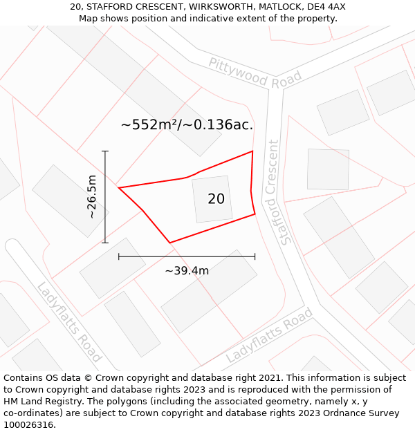 20, STAFFORD CRESCENT, WIRKSWORTH, MATLOCK, DE4 4AX: Plot and title map