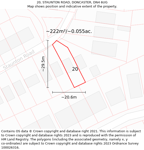 20, STAUNTON ROAD, DONCASTER, DN4 6UG: Plot and title map