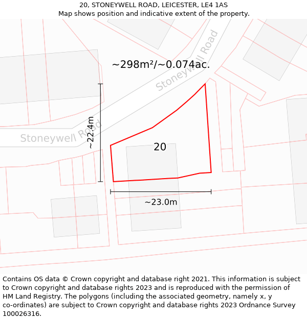 20, STONEYWELL ROAD, LEICESTER, LE4 1AS: Plot and title map