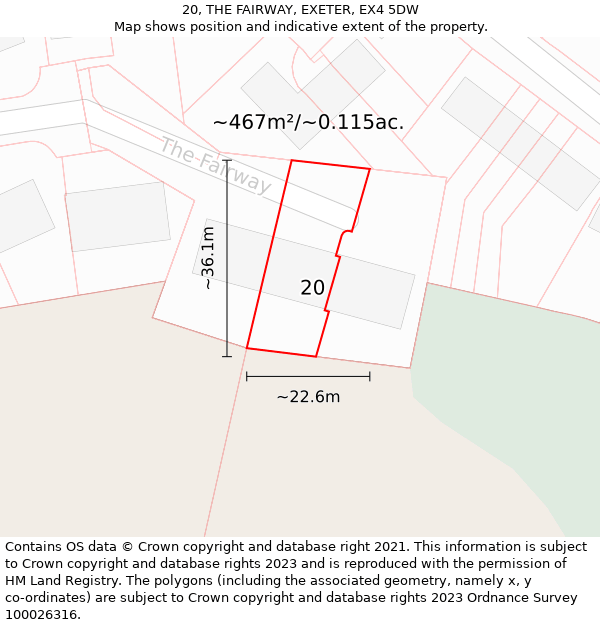 20, THE FAIRWAY, EXETER, EX4 5DW: Plot and title map