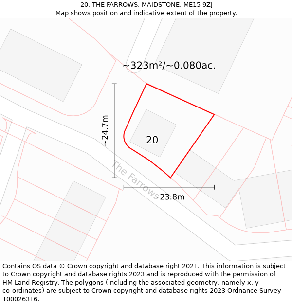 20, THE FARROWS, MAIDSTONE, ME15 9ZJ: Plot and title map