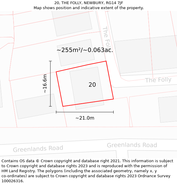 20, THE FOLLY, NEWBURY, RG14 7JF: Plot and title map