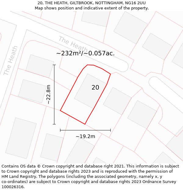 20, THE HEATH, GILTBROOK, NOTTINGHAM, NG16 2UU: Plot and title map