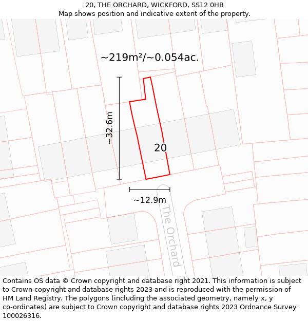 20, THE ORCHARD, WICKFORD, SS12 0HB: Plot and title map
