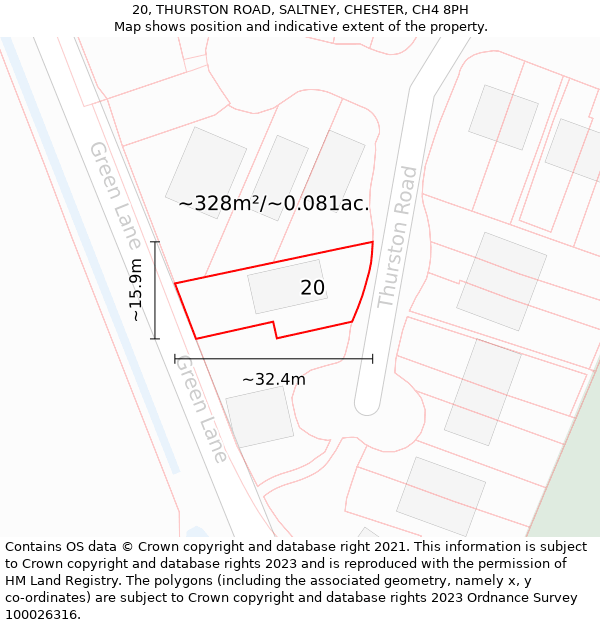 20, THURSTON ROAD, SALTNEY, CHESTER, CH4 8PH: Plot and title map