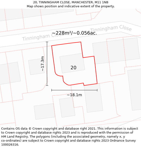 20, TINNINGHAM CLOSE, MANCHESTER, M11 1NB: Plot and title map
