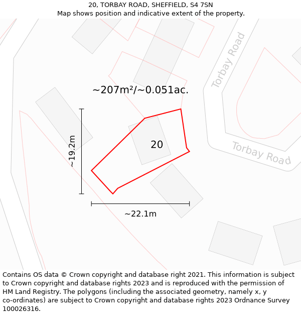 20, TORBAY ROAD, SHEFFIELD, S4 7SN: Plot and title map