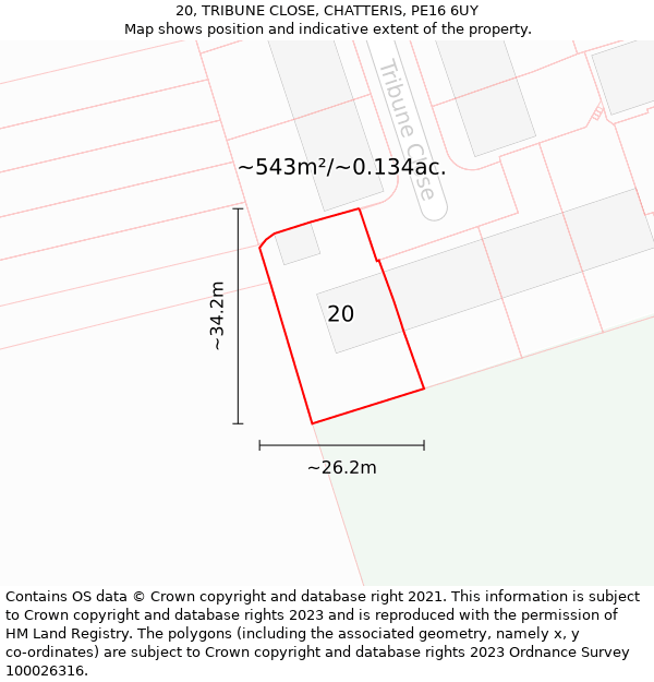 20, TRIBUNE CLOSE, CHATTERIS, PE16 6UY: Plot and title map