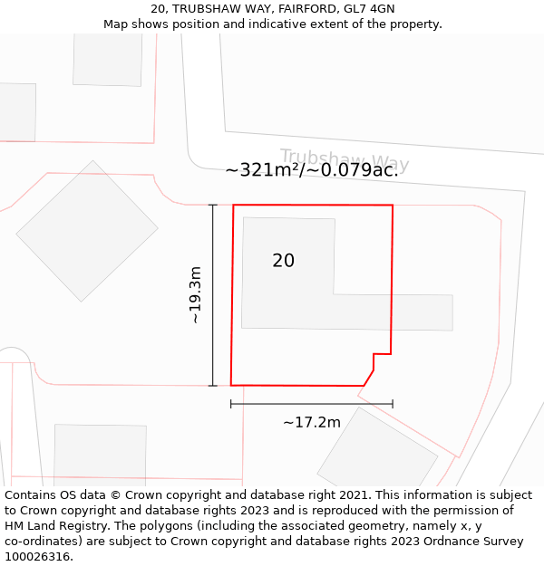 20, TRUBSHAW WAY, FAIRFORD, GL7 4GN: Plot and title map