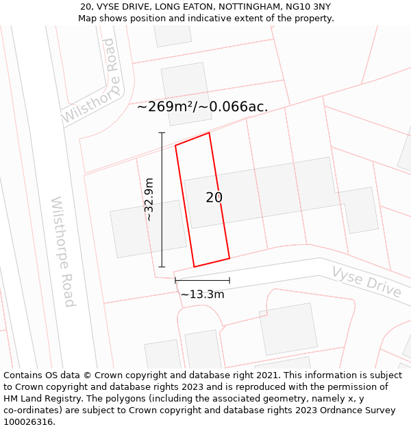 20, VYSE DRIVE, LONG EATON, NOTTINGHAM, NG10 3NY: Plot and title map