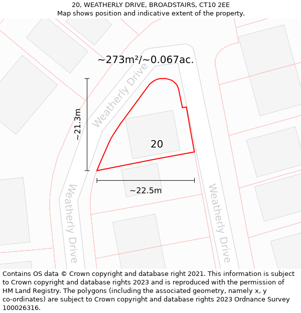 20, WEATHERLY DRIVE, BROADSTAIRS, CT10 2EE: Plot and title map