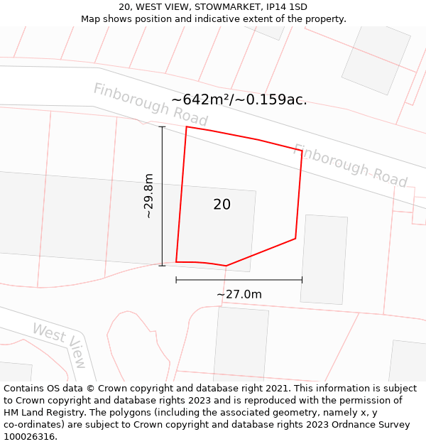 20, WEST VIEW, STOWMARKET, IP14 1SD: Plot and title map