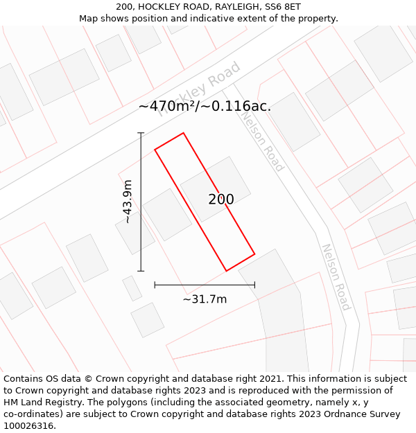 200, HOCKLEY ROAD, RAYLEIGH, SS6 8ET: Plot and title map