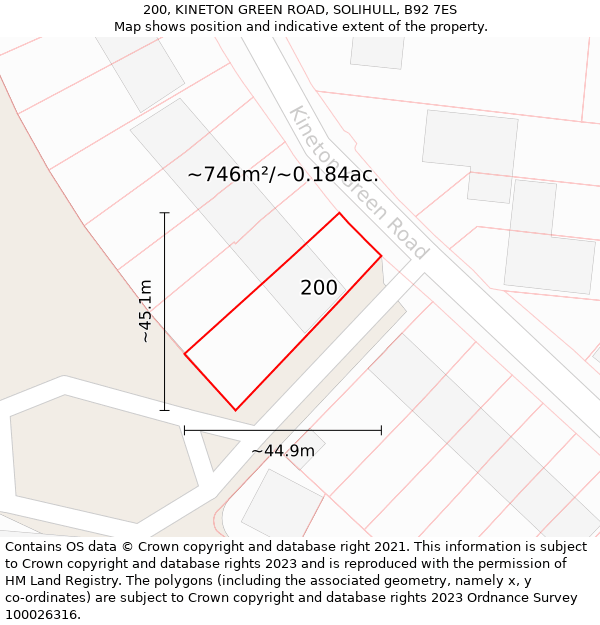 200, KINETON GREEN ROAD, SOLIHULL, B92 7ES: Plot and title map