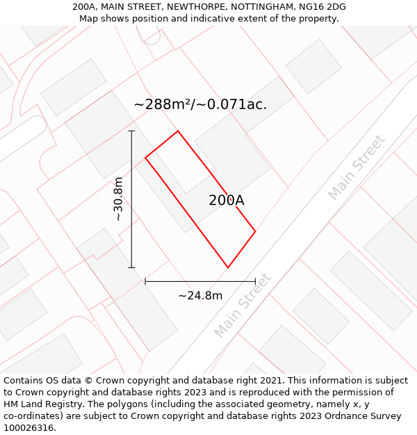 200A, MAIN STREET, NEWTHORPE, NOTTINGHAM, NG16 2DG: Plot and title map
