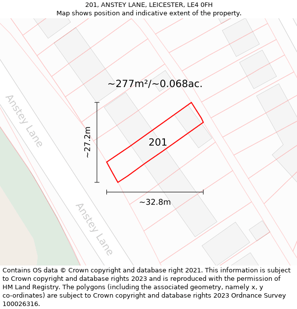 201, ANSTEY LANE, LEICESTER, LE4 0FH: Plot and title map