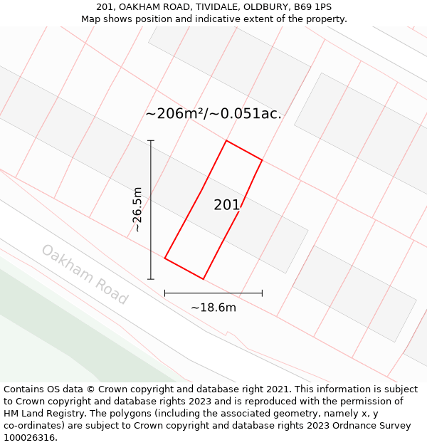 201, OAKHAM ROAD, TIVIDALE, OLDBURY, B69 1PS: Plot and title map