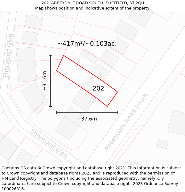 202, ABBEYDALE ROAD SOUTH, SHEFFIELD, S7 2QU: Plot and title map