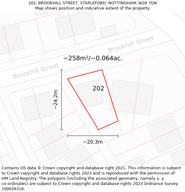 202, BROOKHILL STREET, STAPLEFORD, NOTTINGHAM, NG9 7GN: Plot and title map