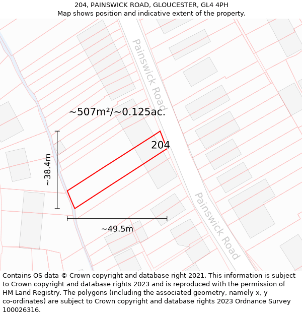 204, PAINSWICK ROAD, GLOUCESTER, GL4 4PH: Plot and title map