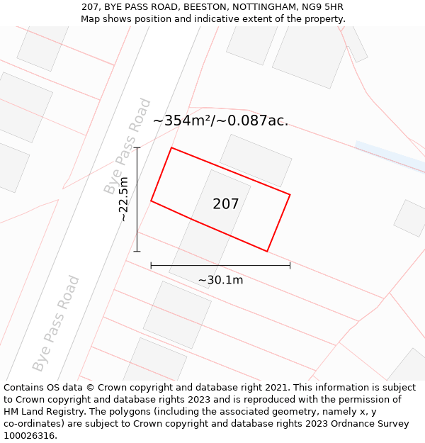 207, BYE PASS ROAD, BEESTON, NOTTINGHAM, NG9 5HR: Plot and title map