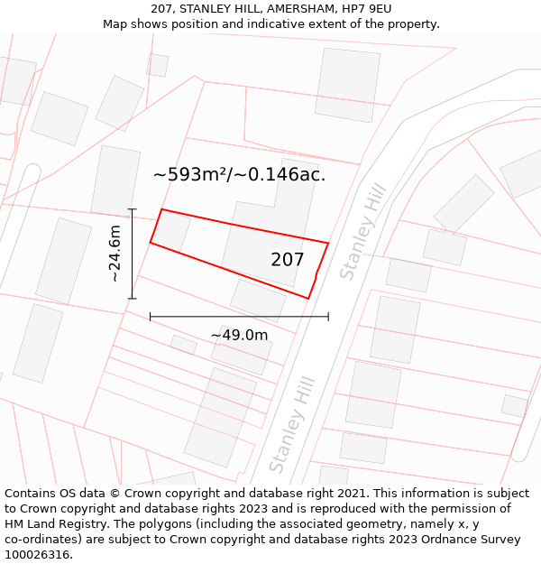 207, STANLEY HILL, AMERSHAM, HP7 9EU: Plot and title map