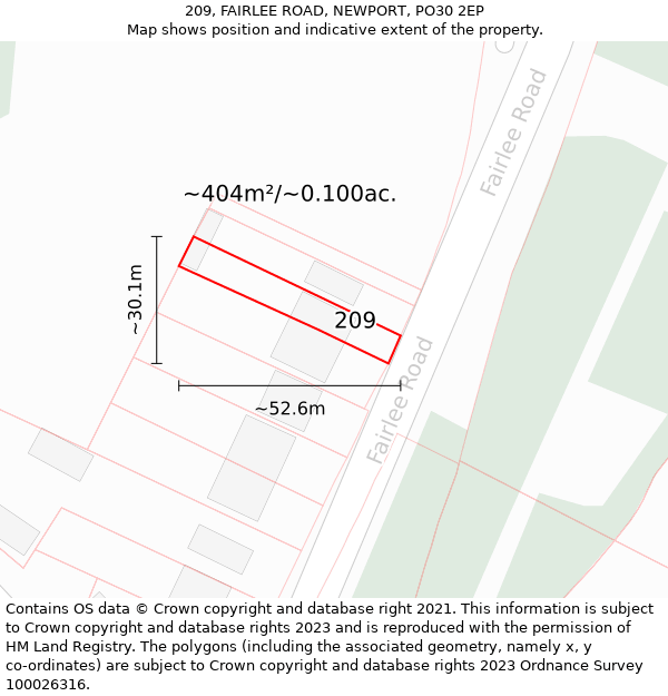 209, FAIRLEE ROAD, NEWPORT, PO30 2EP: Plot and title map
