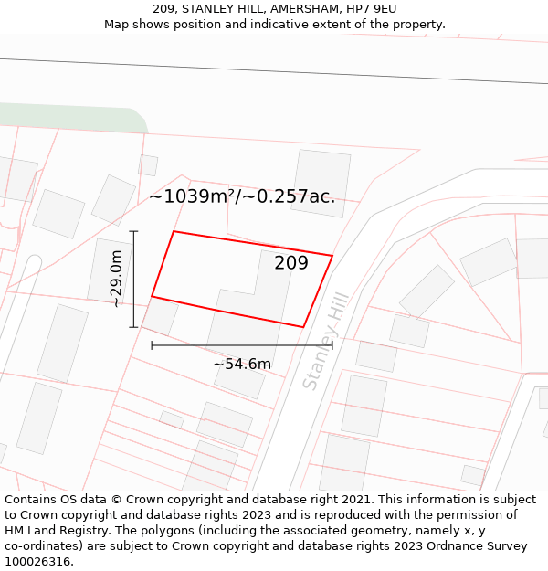 209, STANLEY HILL, AMERSHAM, HP7 9EU: Plot and title map