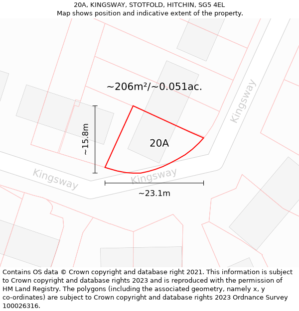 20A, KINGSWAY, STOTFOLD, HITCHIN, SG5 4EL: Plot and title map