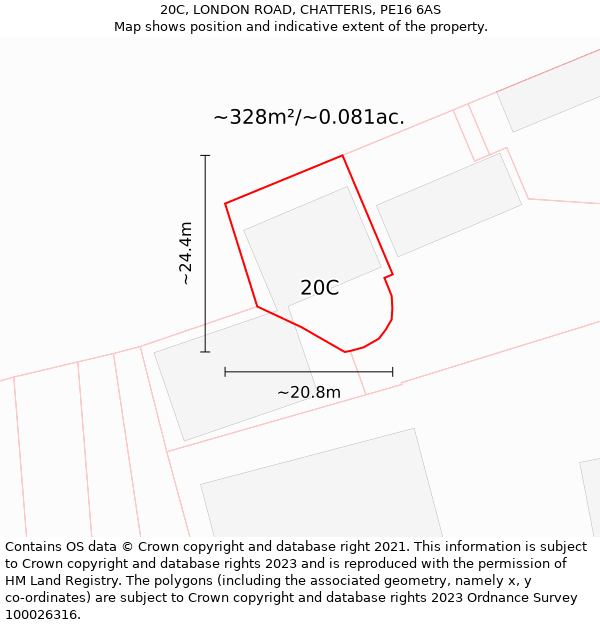 20C, LONDON ROAD, CHATTERIS, PE16 6AS: Plot and title map