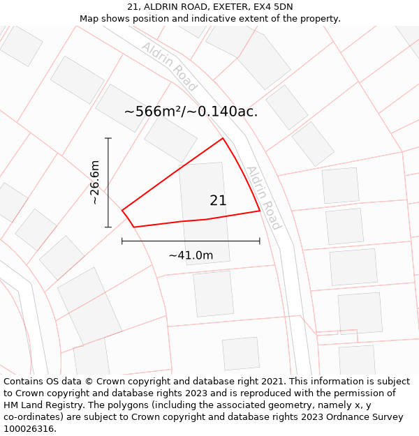 21, ALDRIN ROAD, EXETER, EX4 5DN: Plot and title map