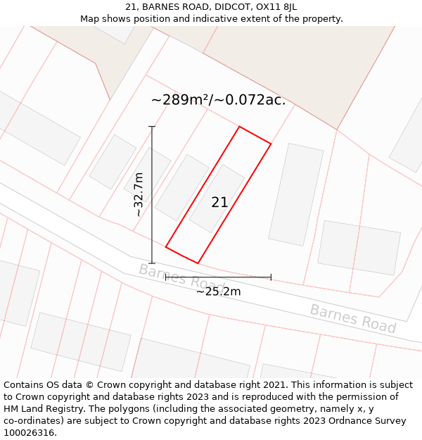21, BARNES ROAD, DIDCOT, OX11 8JL: Plot and title map
