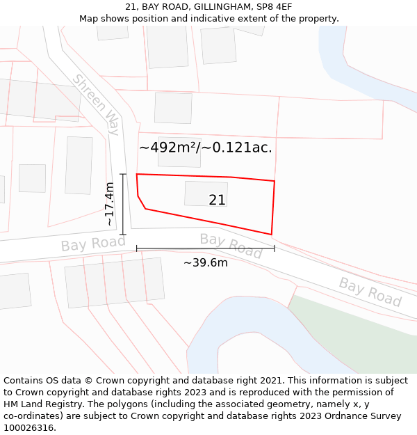 21, BAY ROAD, GILLINGHAM, SP8 4EF: Plot and title map