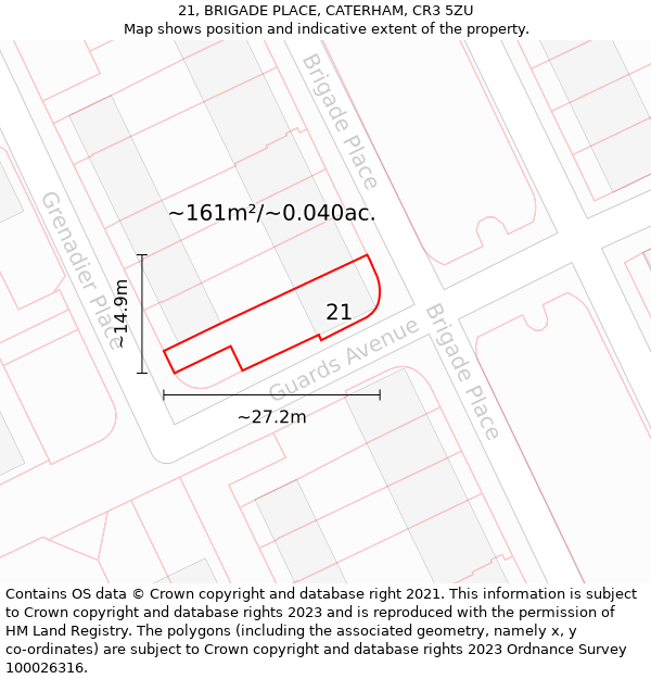 21, BRIGADE PLACE, CATERHAM, CR3 5ZU: Plot and title map