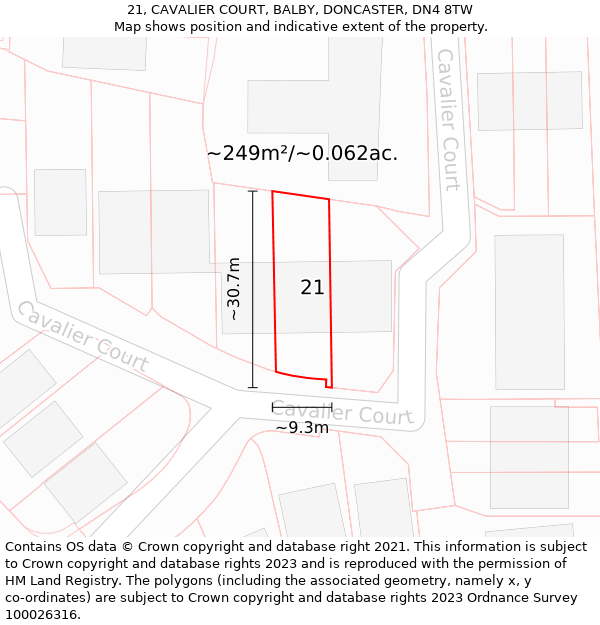 21, CAVALIER COURT, BALBY, DONCASTER, DN4 8TW: Plot and title map